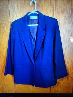 Dumas Women’s Blue 100% Wool Lined Button Blazer Jacket Size 14